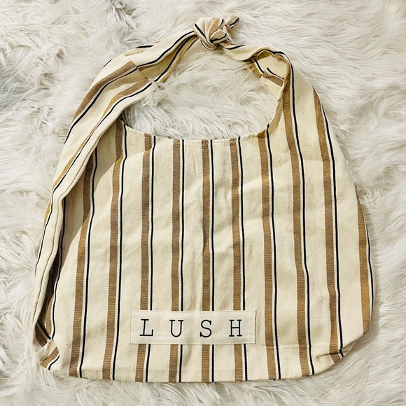 Lush Farmhouse Stripe Printed Canvas Single Knot Hobo Bag - Picture 1 of 4